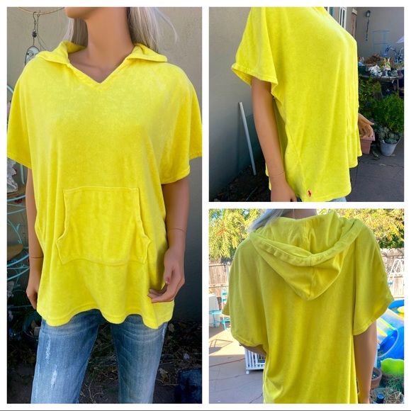 12/14 Ralph Lauren POLO Terry Short Sleeve Sweatshirt Hoodie 🦘Pocket - Picture 2 of 16